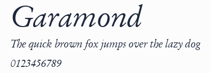 Garamond預覽圖